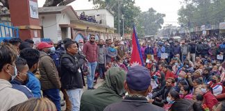 तिनाउ–दानव करिडोर पिडितहरुद्धारा आज पनि बुटवल उपमहानगरपालिकामा प्रदर्शन र धर्ना