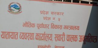 बुटवल स्थित यातायात ब्यवस्था कार्यालय चार दिनका लागि बन्द
