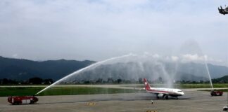 पोखरा विमानस्थलमा पहिलो अन्तर्राष्ट्रिय व्यावसायिक जहाज अवतरण
