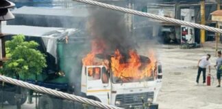 बुटवलमा रोकिराखेको ट्रकमा आगलागी