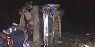 बाराको चुरियामाईमा तीर्थयात्री बोकेको बस दुर्घटना हुँदा ७ जनाको मृत्यु,१९ जना घाइते