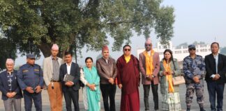 राज्यमन्त्री चाैधरीद्वारा मायादेवि मन्दिरकाे अवलाेकन