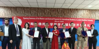लुम्बिनी बौद्ध विश्वविद्यालयमा भर्ना भएका विदेशी विद्यार्थीलाई स्वागत