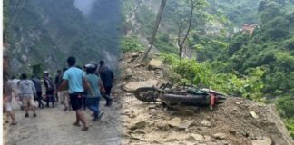 सिद्वबाबा नजिकै गुडिरहेको मोटरसाईकल माथी पहिरो खस्दा एकजनाको मृत्यु,एकजना घाइते