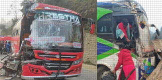 धादिङमा दुईवटा बस ठोकिँदा १ जनाको मृत्यु, अन्य केही घाइते