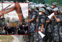 काठमाडौंकाे थापाथली स्थित सुकुम्बासी बस्ती क्षेत्रमा चलन थाल्यो डोजर