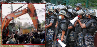 काठमाडौंकाे थापाथली स्थित सुकुम्बासी बस्ती क्षेत्रमा चलन थाल्यो डोजर