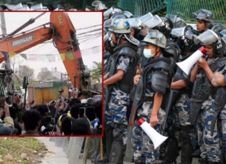 काठमाडौंकाे थापाथली स्थित सुकुम्बासी बस्ती क्षेत्रमा चलन थाल्यो डोजर