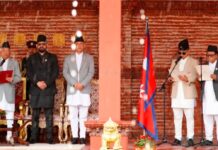 गृहमन्त्रीमा सुधन गुरुङकाे कमव्याक,गुरूङसँगै महावीर पुनले लिए नवप्रवर्तन मन्त्रीको शपथ