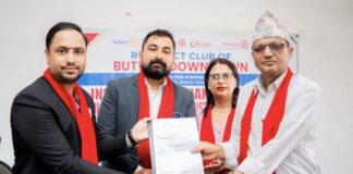 रोट्रयाक्ट क्लब अफ बुटवल डाउनटाउनद्वारा पशुपति माविमा चिल्ड एन्ड प्युरिफाइड वाटर डिस्ट्रीब्युसन सिस्टम हस्तान्तरण