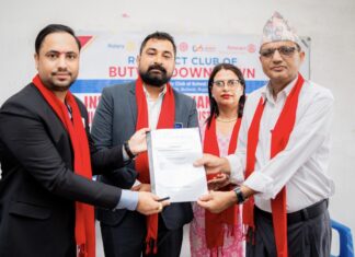 रोट्रयाक्ट क्लब अफ बुटवल डाउनटाउनद्वारा पशुपति माविमा चिल्ड एन्ड प्युरिफाइड वाटर डिस्ट्रीब्युसन सिस्टम हस्तान्तरण