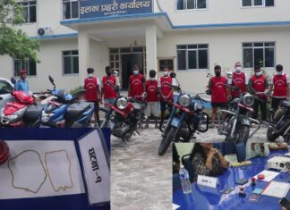 मोटरसाइकल र सुनका सिक्री चोरी गरेको आरोपमा ९ जना पक्राउ