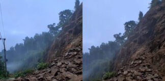 धादिङको गजुरीस्थित छहरामा पहिरो, सडक अवरुद्ध